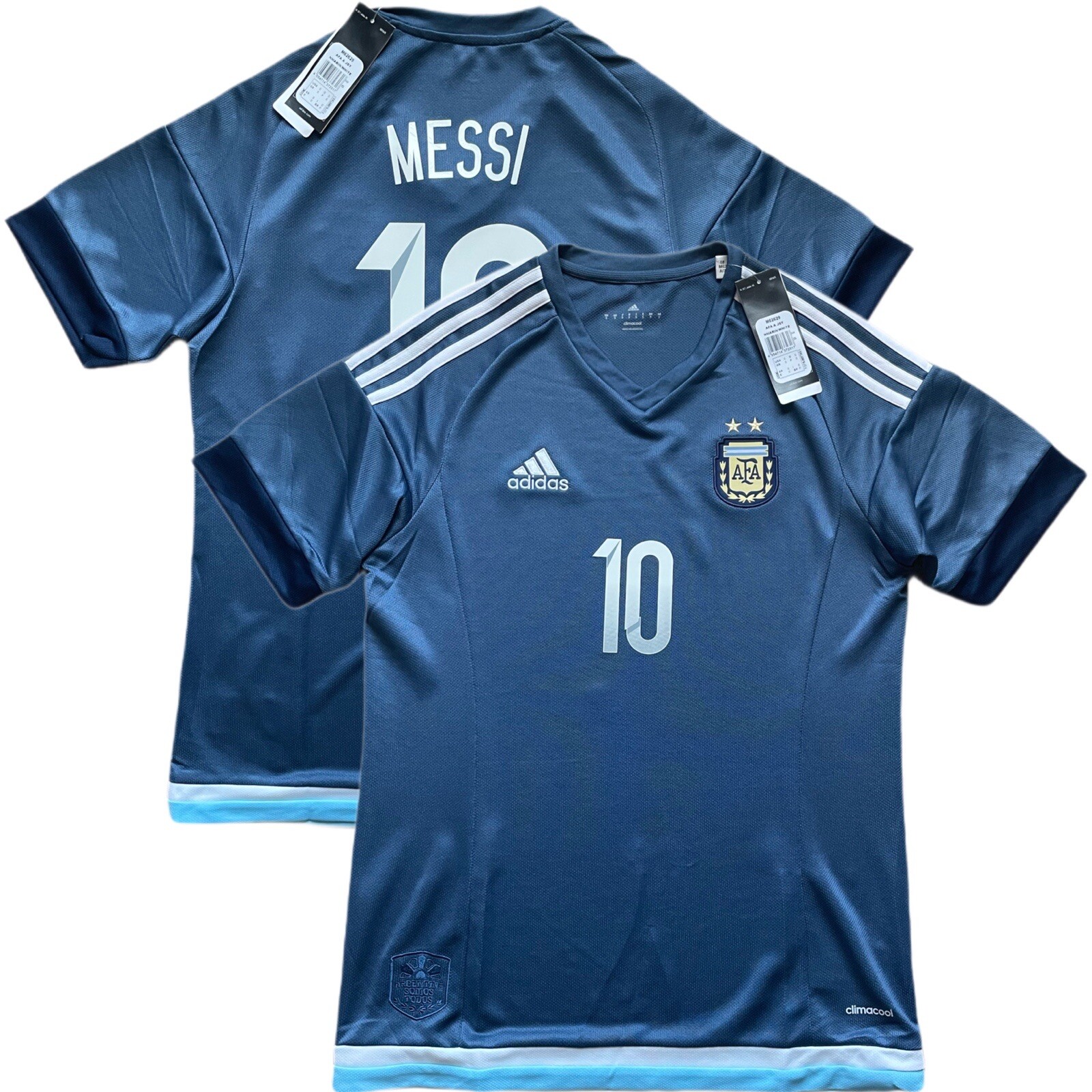 2015/16 Argentina Away Jersey #10 Messi Small adidas Soccer Albiceleste kit