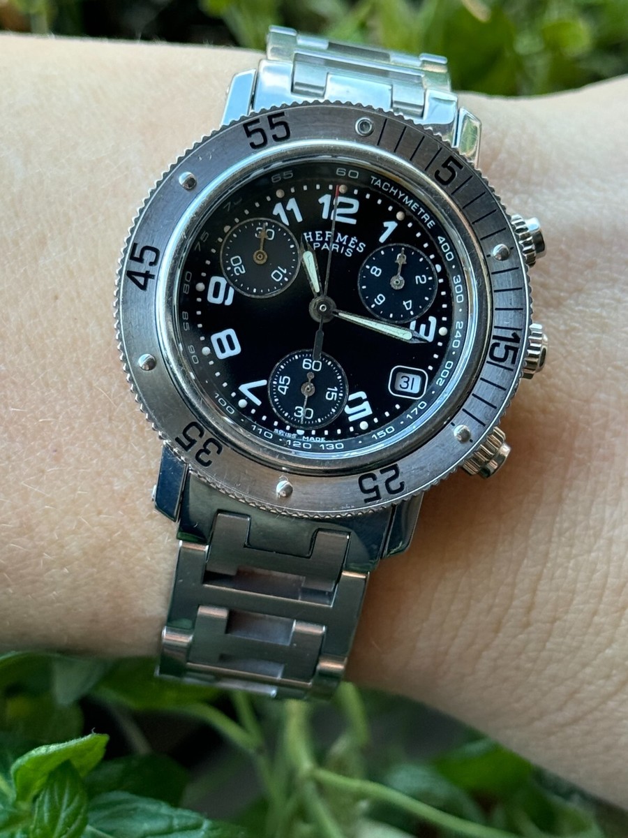 HERMES 時計 Hermes Watch Chronograph Quartz Clipper Lady 33mm Swiss Made CL2