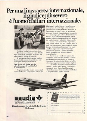 Saudi Arabian Saudia Airlines Advertisement 1 Original Page 1975 JKH