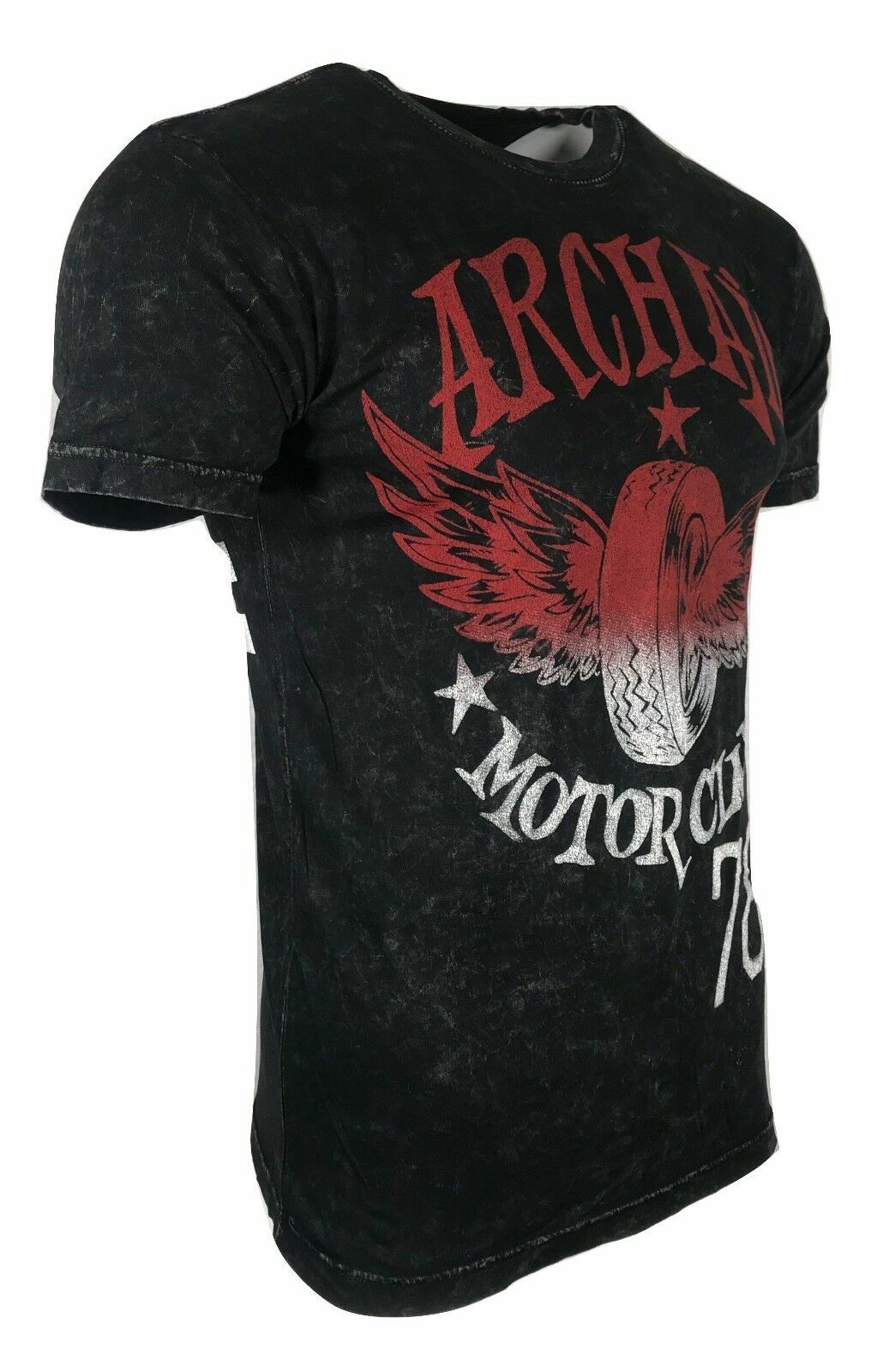 Affliction Men's T-Shirt Archaic By Affliction Men's T-Shirt - "Flying Racers" Wings Tattoo Design In Sizes S-4XL Flying Racers Wings Tattoo Biker - Foto 2