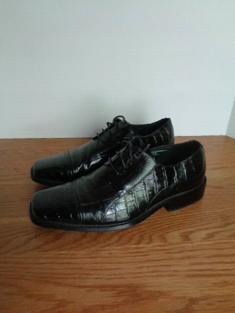 Stacy Adams Mens Black Leather Dress Oxford Shoes Shiny 9 D  display picture 1
