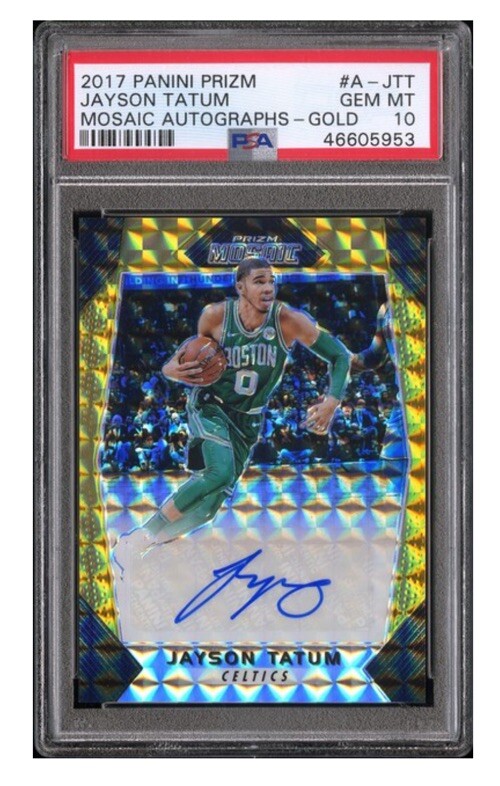 2017-18 Prizm Mosaic GOLD AUTO JAYSON TATUM RC #/10 PSA 10 GEM MINT POP 1