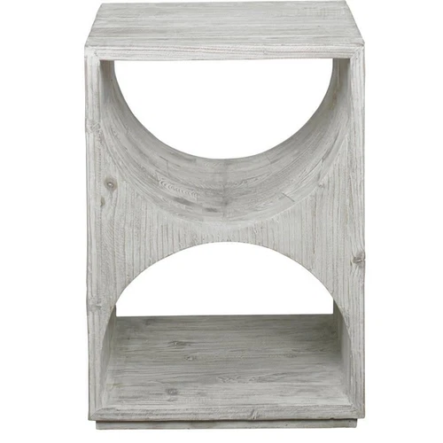 Uttermost Hans Coastal Style Fir Wood Side Table in Ivory Finish - Picture 3 of 5