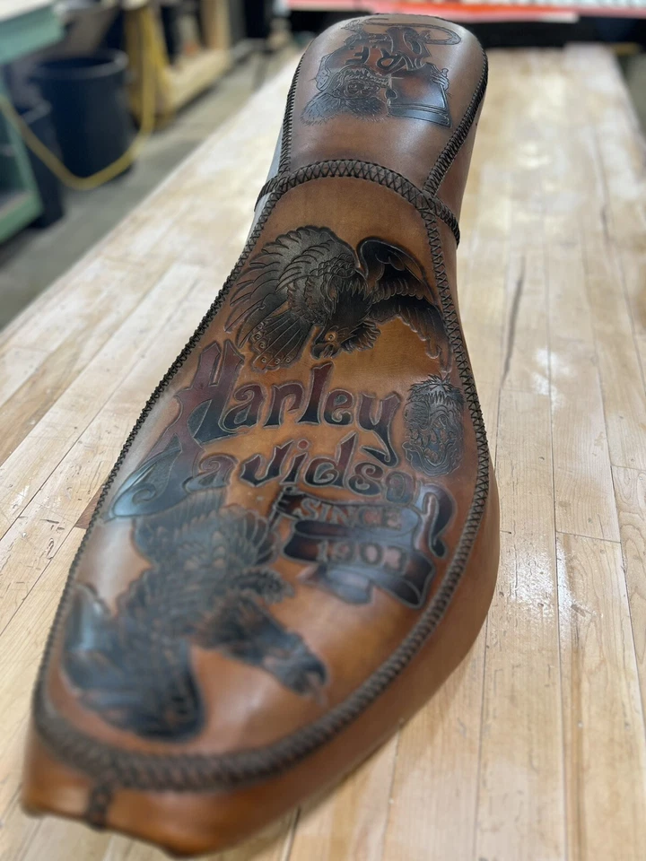 One Of A Kind Leather Le Pera Silhouette Seat Harley Softail Ratfink Hand Stitch - Image 2 of 4