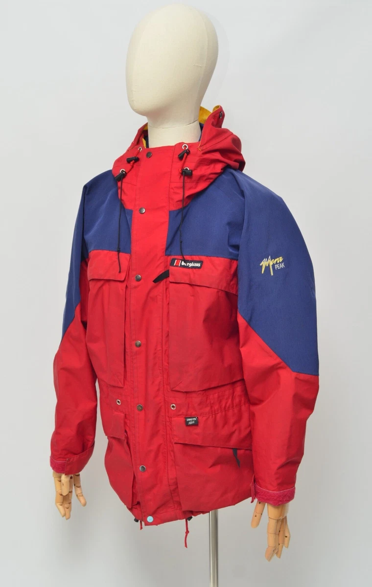 Berghaus Vintage Men's Red Blue Nylon Mera Peak Gore-Tex Jacket SizeS Made in UK