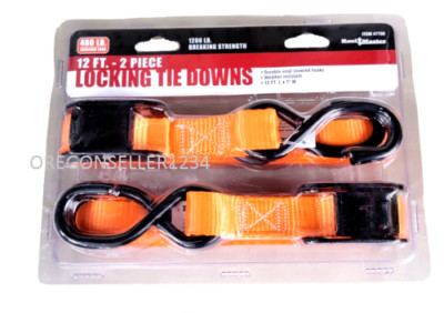 Lockable Tie Down Security Lock Ratchet Ratcheting Lashing Strap 2 Pack 12 FT