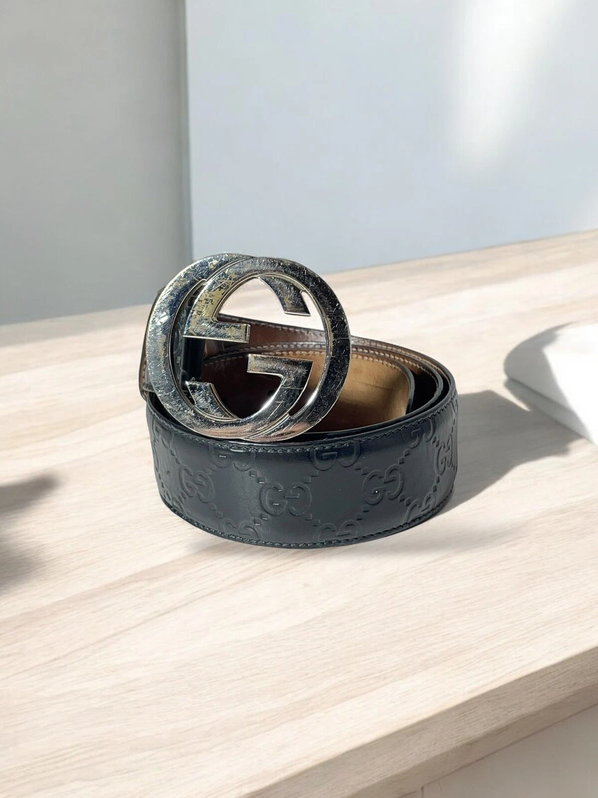 Ceinture GUCCI à emboîtement G sima 480199 cuir noir