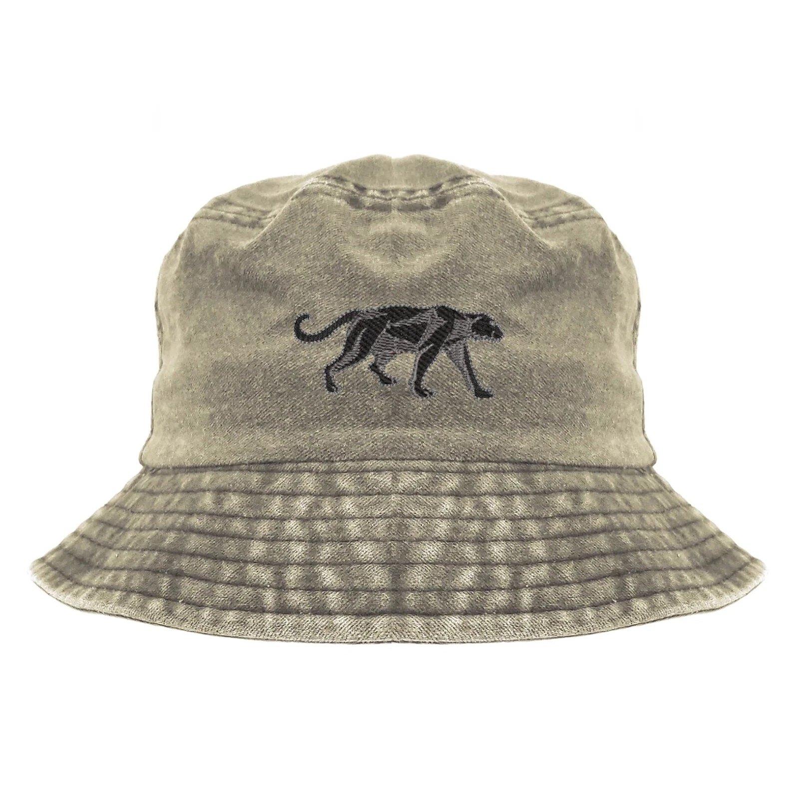 Panther embroidered bucket hat, pigment dyed camping hat