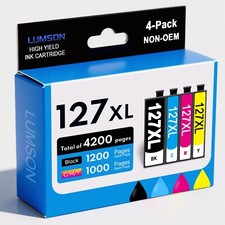 127XL 127 XL Ink Cartridge - 4 Pack Black Cyan Magenta Yellow for Epson WF-3540