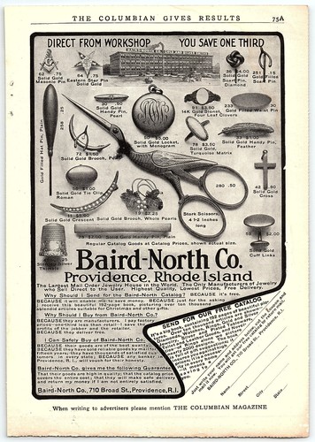 c1900 BAIRD-NORTH CO GOLD AND SILVER SMITHS PROVIDENCE R.I. PRINT AD Z6206