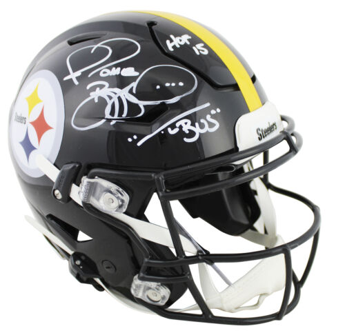 Steelers Jerome Bettis "HOF 15, The Bus" Signed Speed Flex Full Size Helmet BAS - Afbeelding 1 van 4