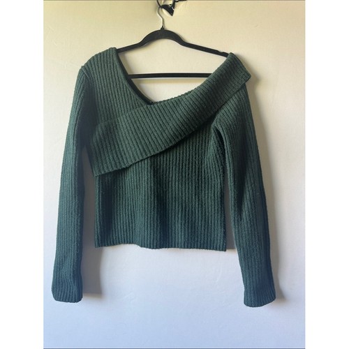 ASTR The Label Off Shoulder Sweater Medium Deep Green NWOT