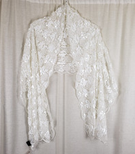 NWT Cejon White Lace Embellished Piano Shawl Scarf Wrap Womens OS Wedding Bridal