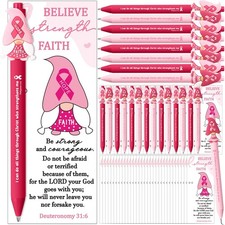 96 Pcs Breast Cancer Awareness Gift Pens with Inspirational Card Christian Pi...