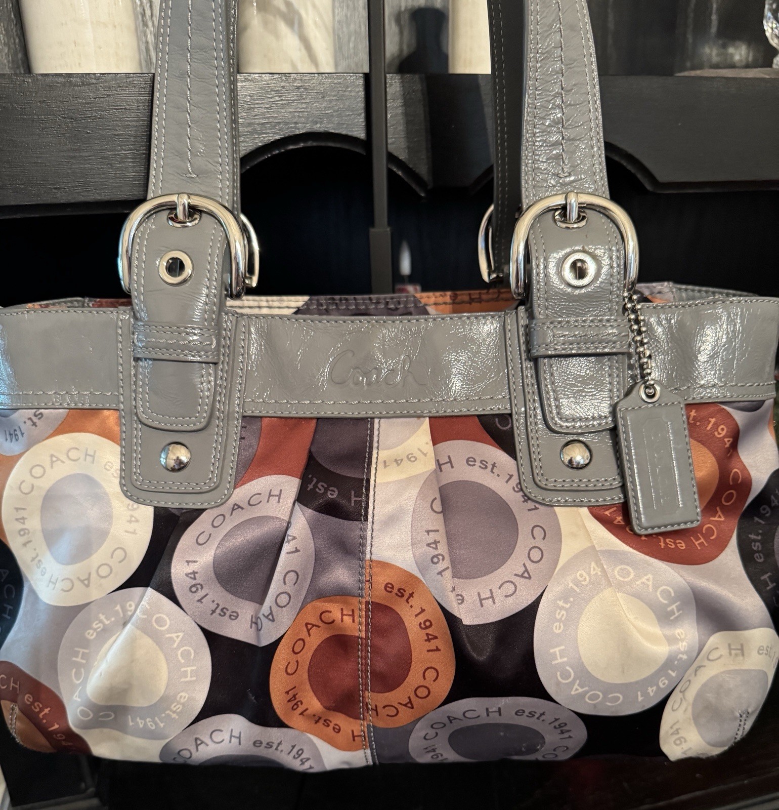 Coach Circle Mosaic Patchwork Madison Satchel Tot… - image 2