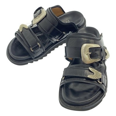TOGA PULLA | Metal Buckle Leather Sandals 38 Black Silver Women Used KLDR-0