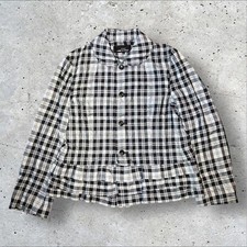 tricot COMME des GARCONS Round Collar Ruffle Jacket Check Linen Japan Size JP-L