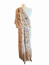 Adrianna Papell Women’s Plus 20W Dress Tan Sleeveless One Shoulder Formal Gown