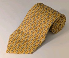 Brooks Brothers Makers 100 Silk Men's Tie Yellow Chain 57" Italy USA