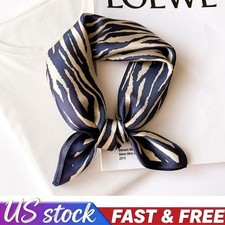 100 Mulberry Silk 20" Bandana Zebra Pattern Square Scarf Women Neckerchief Wrap