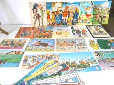 Konvolut 30 Ansichtskarten: Humorkarten rund ums Thema Humor. Sprache meist fran