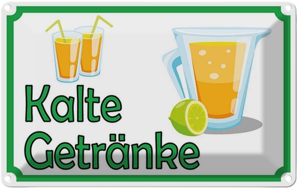 Blechschild 12X18 Cm Kalte GeträNke Verkauf Essen Trinken Deko Geschenk Metall S-image