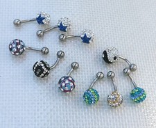 10 Belly Button Navel Rings Body Jewelry Different Colored Bling Rhinestone Bead