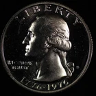 1976 S Washington Gem Proof 40 % Bicentennial Quarter. Lot # 9061-8-025