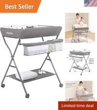 Baby Changing Table Portable Wheels Adjustable Height Folding Diaper Station