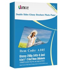 Uinkit 200 Sheets Double Sided Photo Paper Glossy 8.5x11 8.5x11, Glossy-White