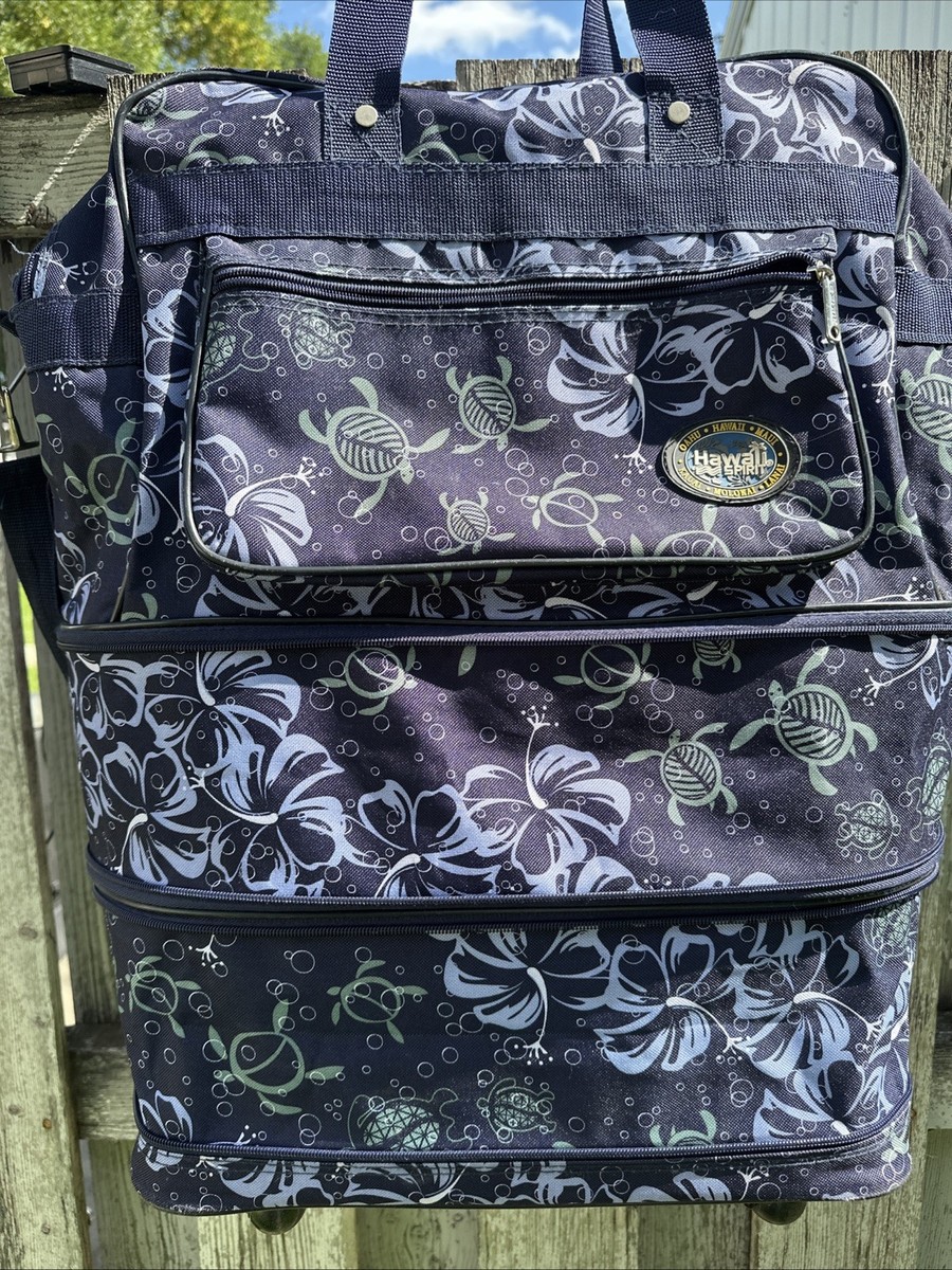 Hawaii Spirit EXPANDABLE Rolling Duffle Bag Flowers blue 18x22 max