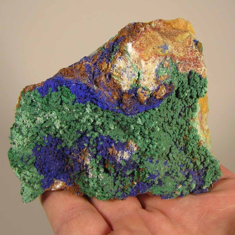 3.4" Blue AZURITE & MALACHITE Crystals on Matrix - Ahouli, Morocco