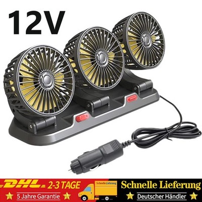 12V Auto Lüfter Verstellbar KFZ Ventilator 3 Köpfe Kühlender Autoventilator