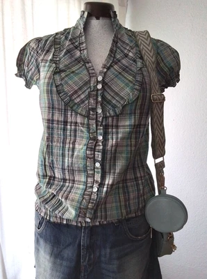 Aniston Tunika/Bluse  mit Rüschen und Perlmuttknopff, Glitzer gr. 34-38 wie neu - Bild 1 von 4