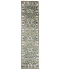 Handmade Muted Wool Oushak Oriental Runner Rug 3X10 ft Floral Hallway Carpet