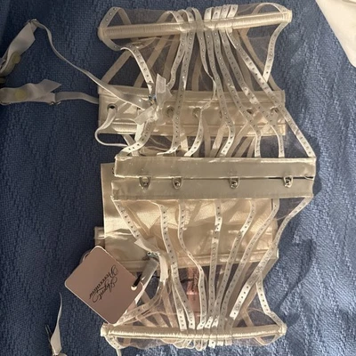 Corset Agent Provocateur Shina Fione - Dentelle Noire Métallisée Or - Taille 3 - Neuf Avec Étiquettes