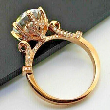2.50Ct Round Cut Moissanite Art Deco Engagement Ring in 14K Yellow Gold Plated