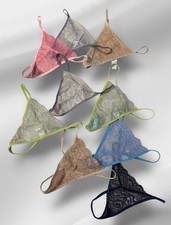 Lot of 9 Multicolor Sheer Lace G-String Thong String Bikini Panties S NWOT