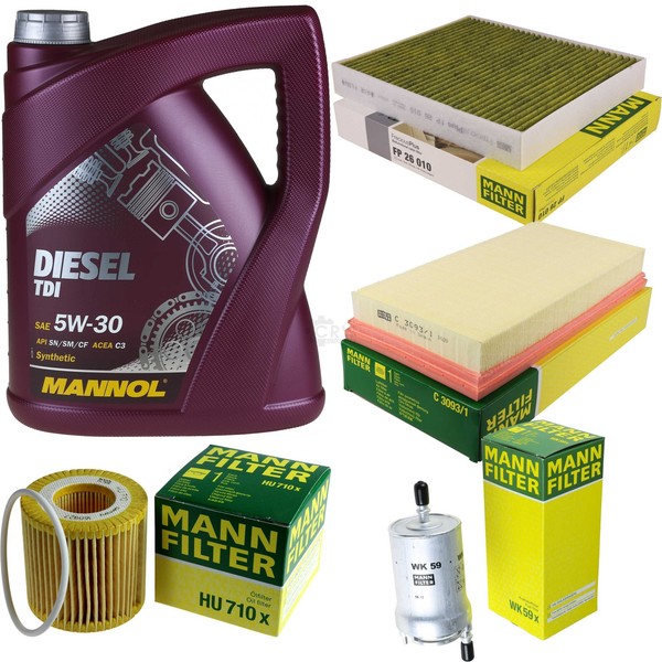 Mann Inspektionspaket 5L Mannol Diesel Tdi 5W-30 FüR Vw Polo 1.2 12V Seat Ibiza-image