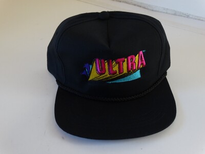 Vintage ULTRA logo 80's snap back hat yupoong black with collored logo