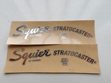 2Pcs Silver Squier By Fender STRAT Guitar Headstock Self-Adhesive Metal Stickers