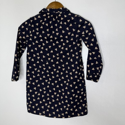 Crewcuts Girls Dress Size 7 Navy Blue Chickens Birds Cotton Long Sleeve - Picture 4 of 4