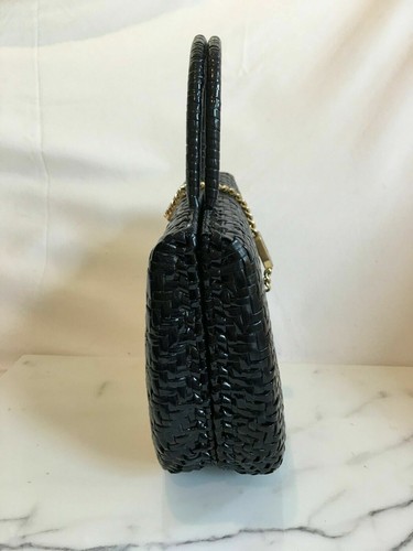 Borsa a mano vintage Roberto Ricci rivestita nera in rattan vimini made in Italy - Foto 5 di 12