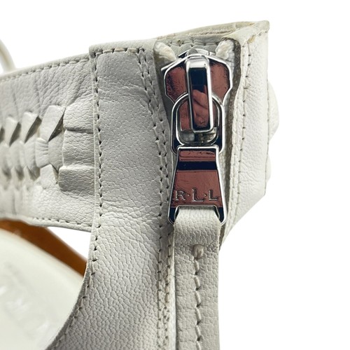 Lauren Ralph Lauren Meira sandali con zeppa in pelle bianco e cinturino donna 9B - Foto 4 di 10