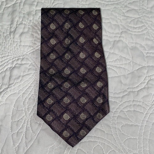 Calvin Klein CK Abstract Print Silk Tie Burgundy Blue Gray Print Made In USA - Picture 7 of 7