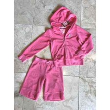 Juicy Couture NWT girls 2-pc pink terry hoodie and crop pants set 4y