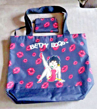 Sac fourre-tout Betty Boop 16” toile noir rose vif baisers fermeture éclair porte-monnaie