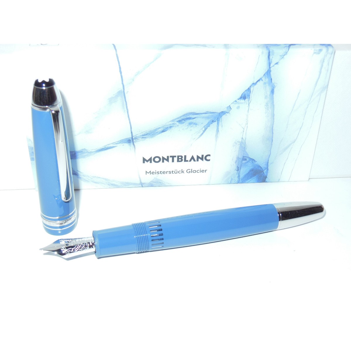 2ND* Montblanc Meisterstuck Glacier LeGrand Blue Resin Fountain