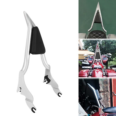 Motorcycle Rear Passenger Backrest 16'' Chrome Sissy Bar For Harley FLHT 09-23