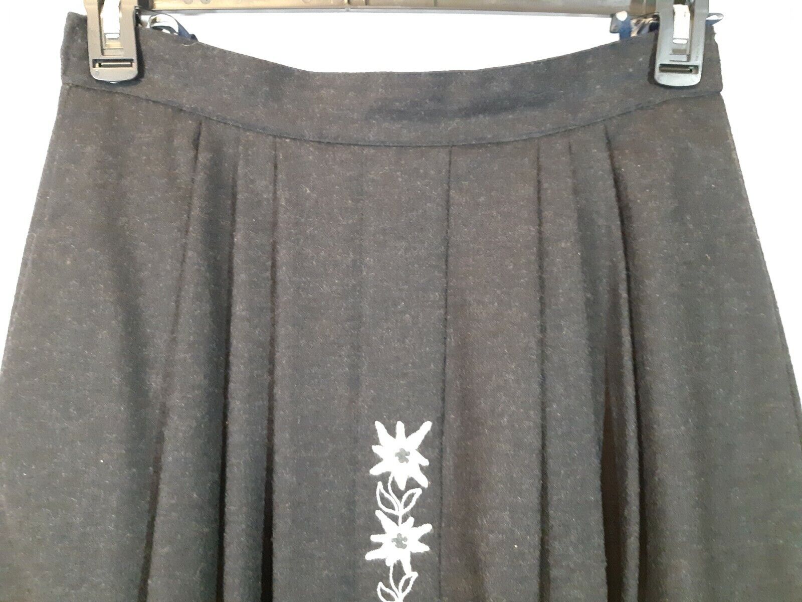 german black wool dirndl trachten floral skirt 40… - image 3